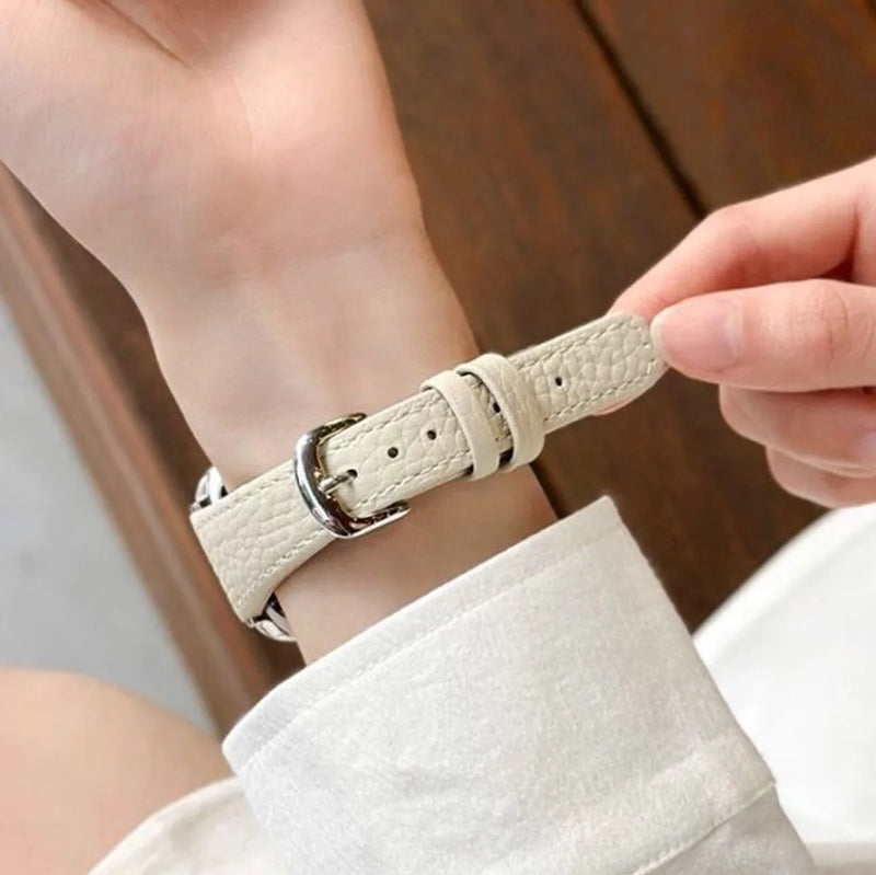 White Leather Samsung Galaxy Watch 8 Strap | For 40mm/42mm/46mm Models