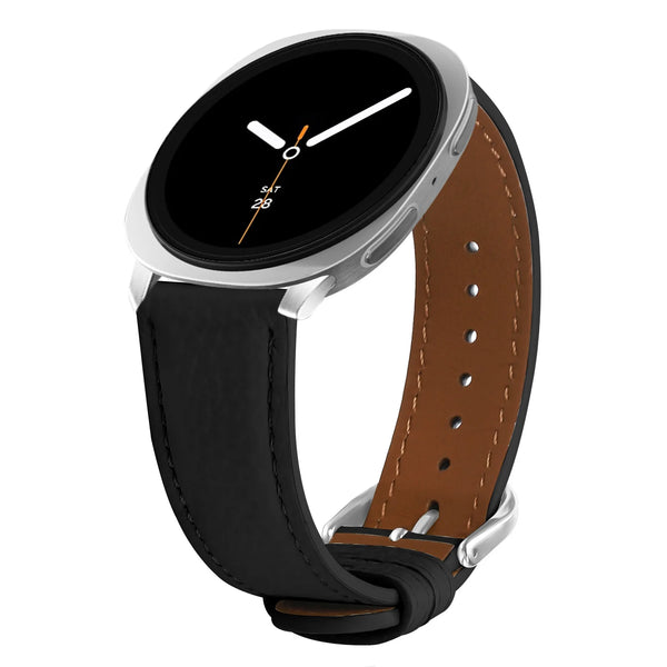 Black Leather Samsung Galaxy Watch 8 Strap | For 40mm/42mm/46mm Models